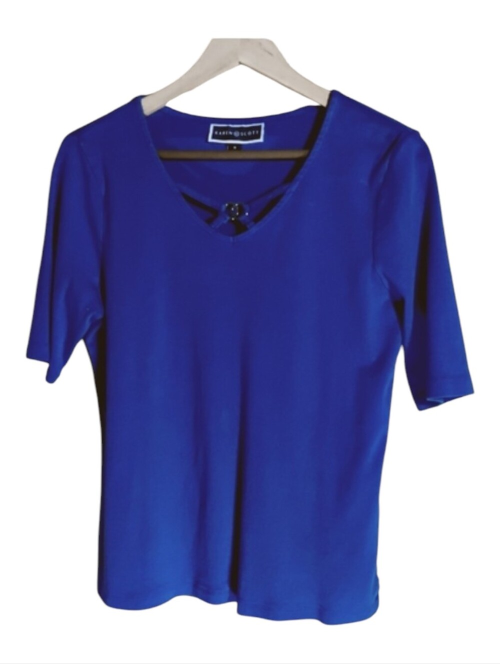 Karen Scott V Neck Royal Blue Top - Size M